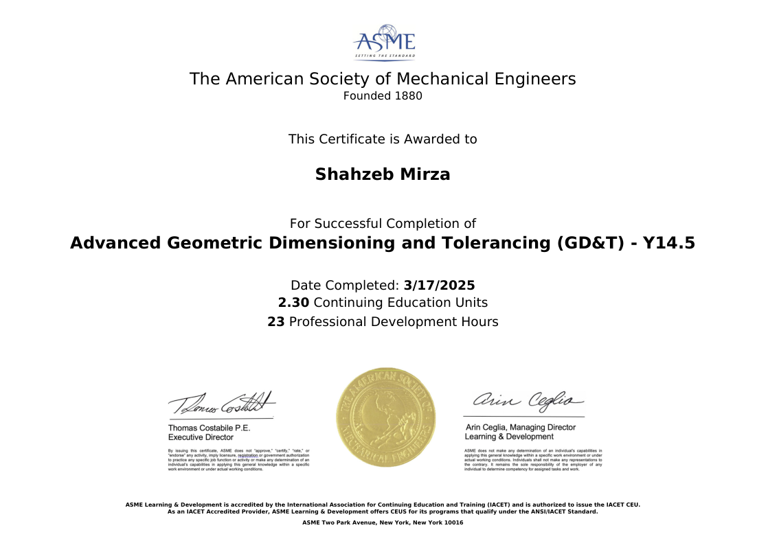 ASME Y14.5 Certifications
